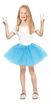 Tutu Color Azul o Celeste Princesas Falda Niña Ballet Disfraz Halloween